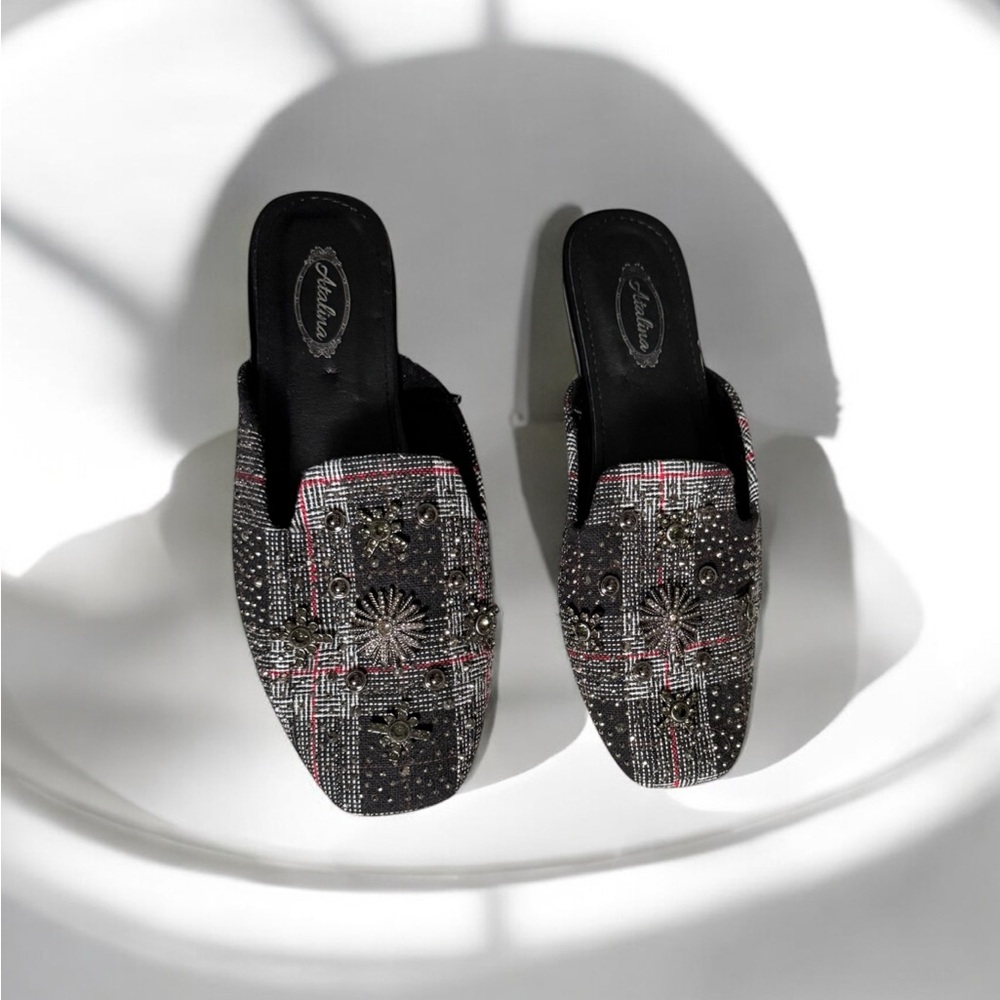 ATALINA Embellished Rhinestone Mules Slides - Picture 3 of 7